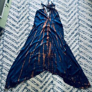 Blue and Brown tie dye dress from Bali One Size NWOT